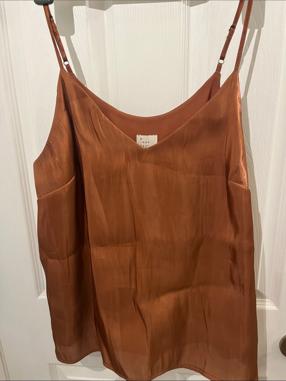 a new day Satin Cami Tank Top - Rust Brown